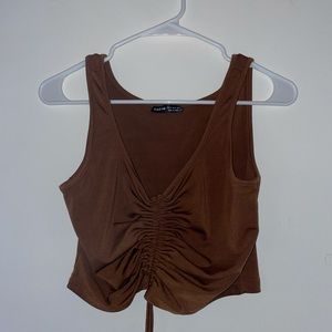 BROWN TIE TOP
